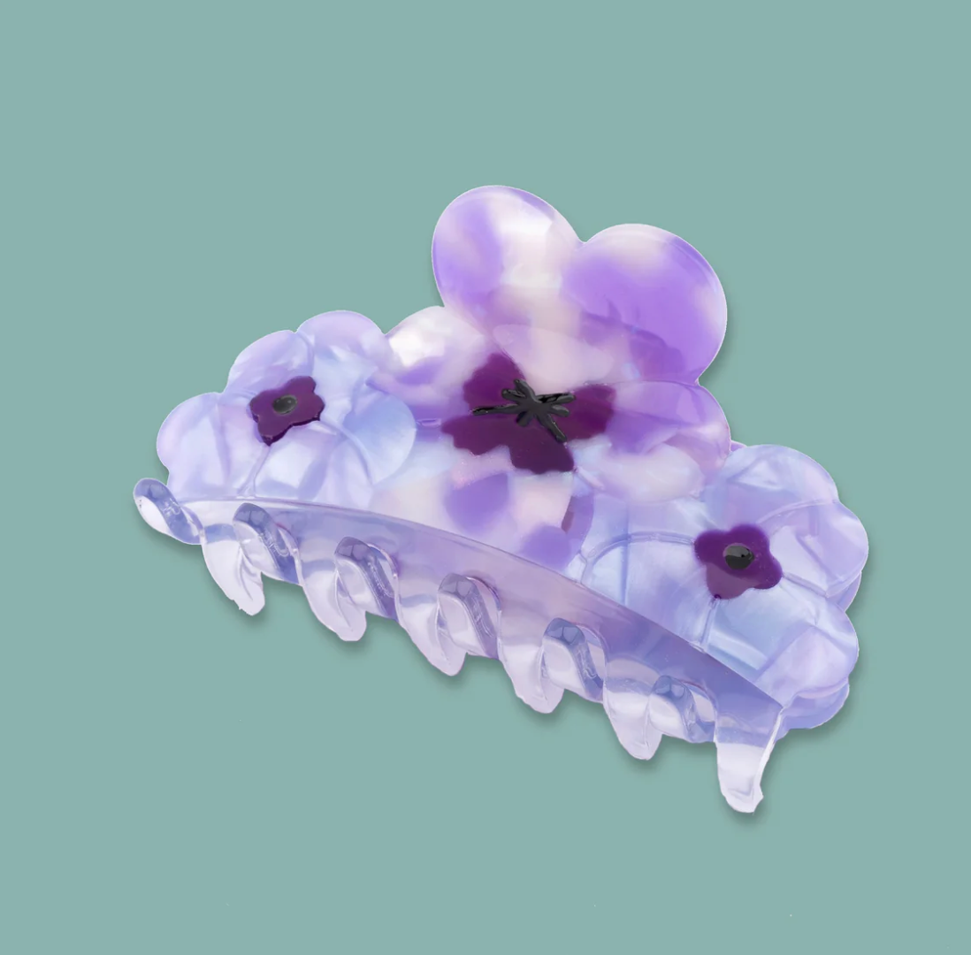 PURPLE PANSY HAIR CLAW