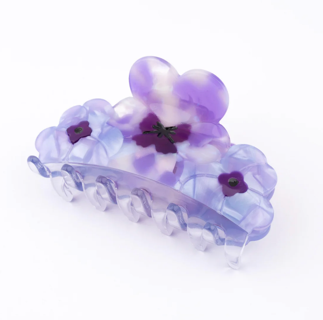 PURPLE PANSY HAIR CLAW