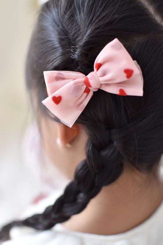 Tulle Bow - Valentine - pigtails