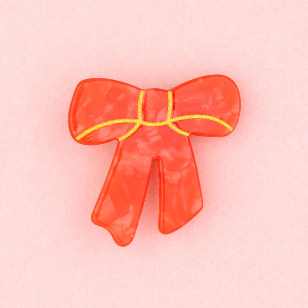 BOW HAIR CLIP RED )RIBBON HAIR CLIP)