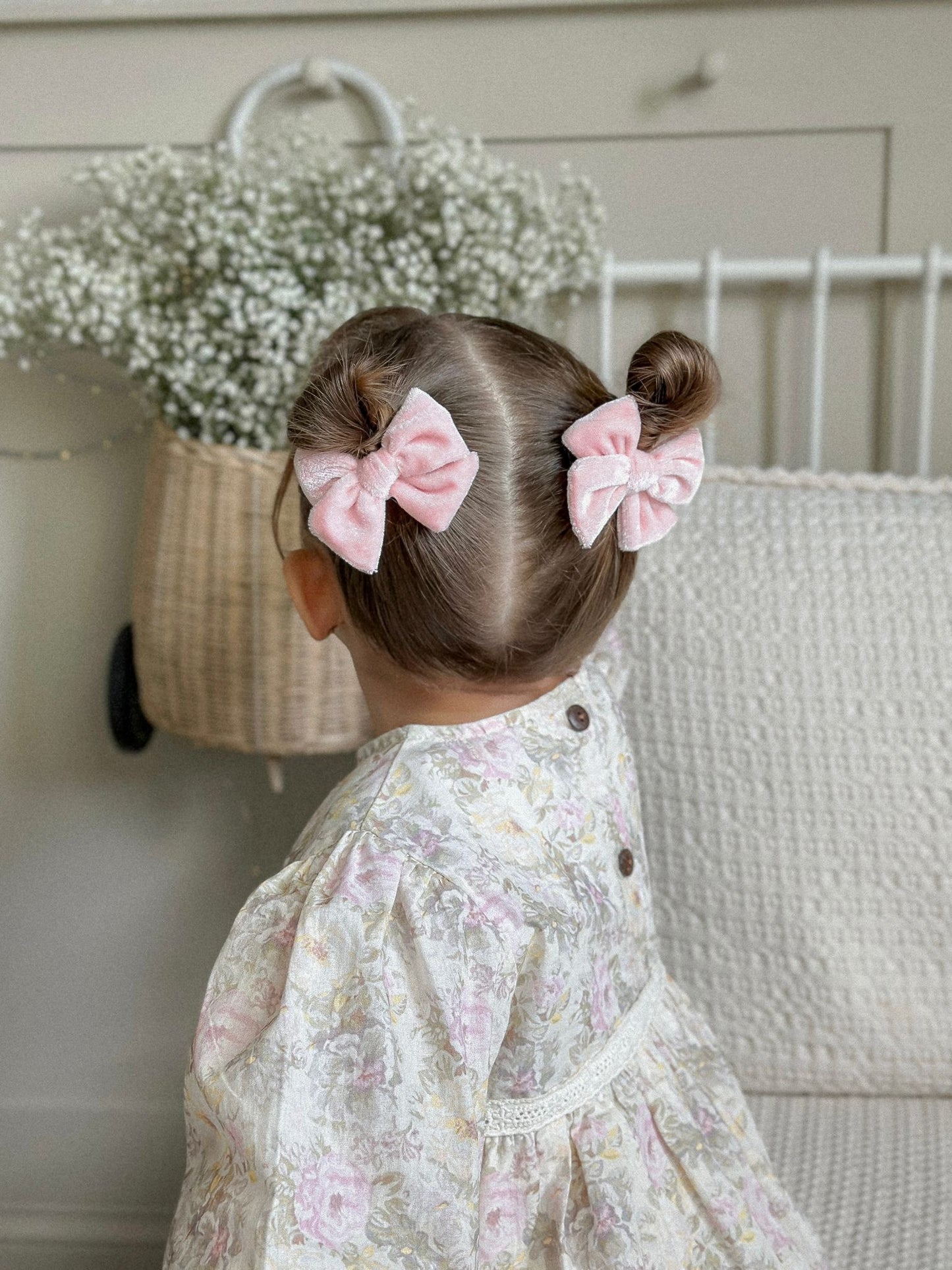 Peony Velvet Bow - Pigtails