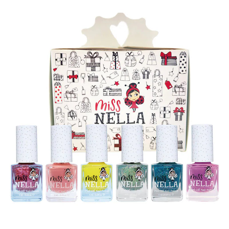 Miss NELLA 兒童水性可撕式安全指甲油-魔法彩虹糖 6入組