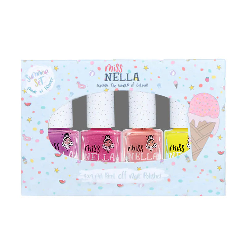 【Miss NELLA 】兒童水性可撕式安全指甲油-繽紛夏日4入組