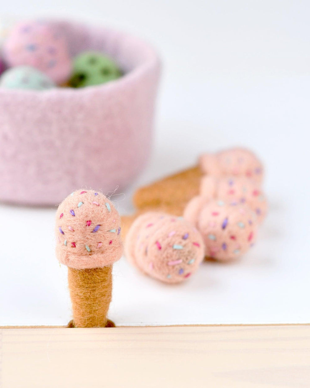 Tara treasure Felt Ice Creams - Peach with Sprinkles