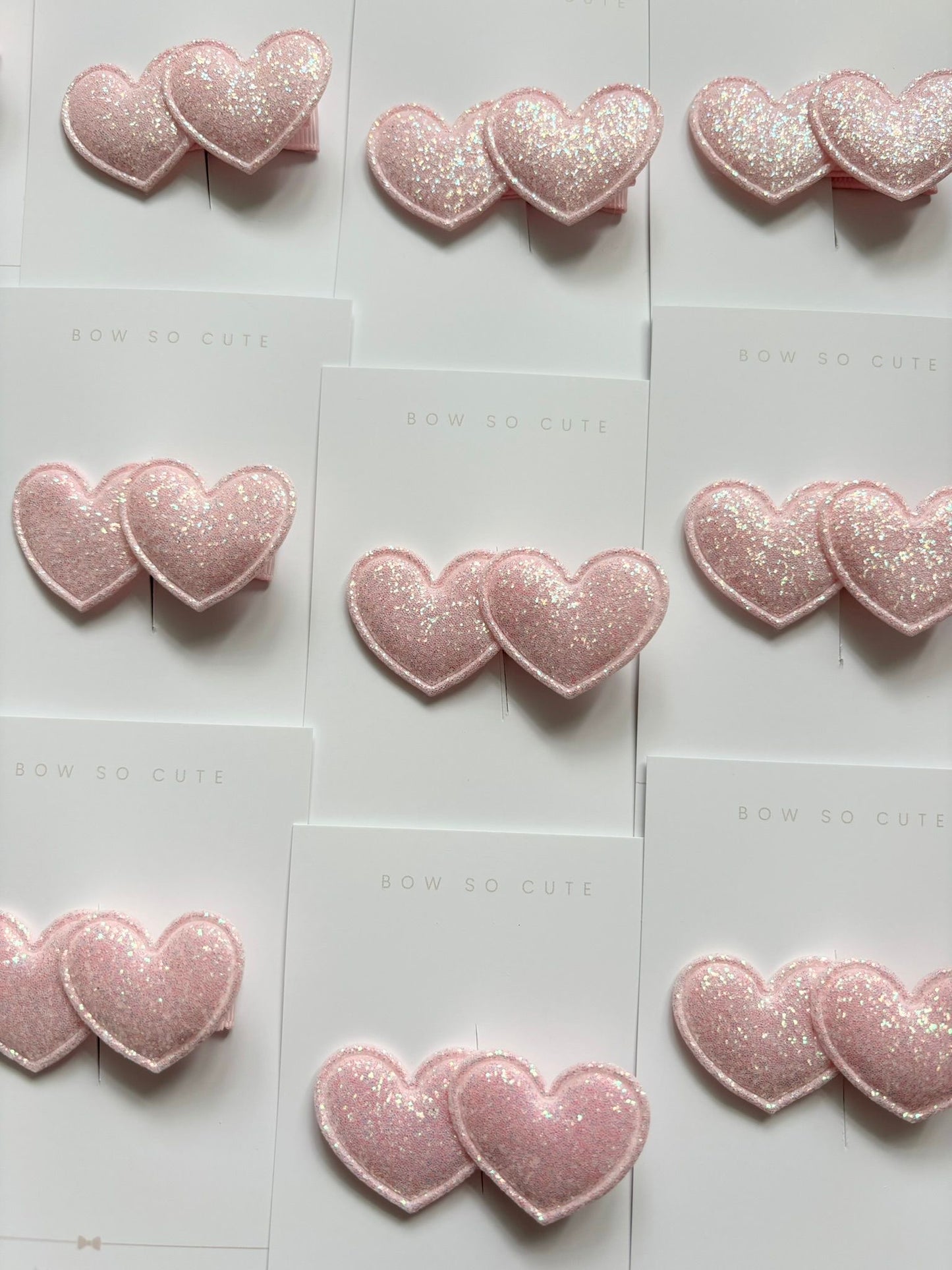 Glitter heart clip - pigtail set