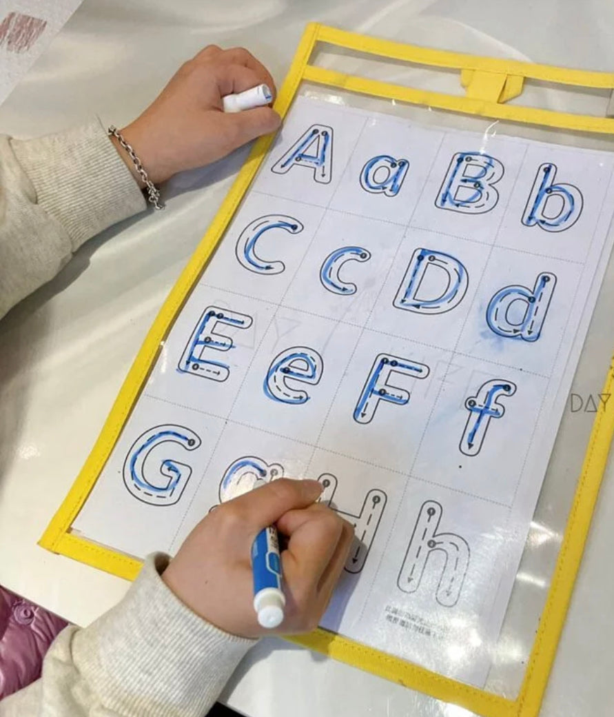 Messy play - 365生活日程自填擦寫表_活潑5入組(汽水藍+奶霜黃+3色白板筆3支)