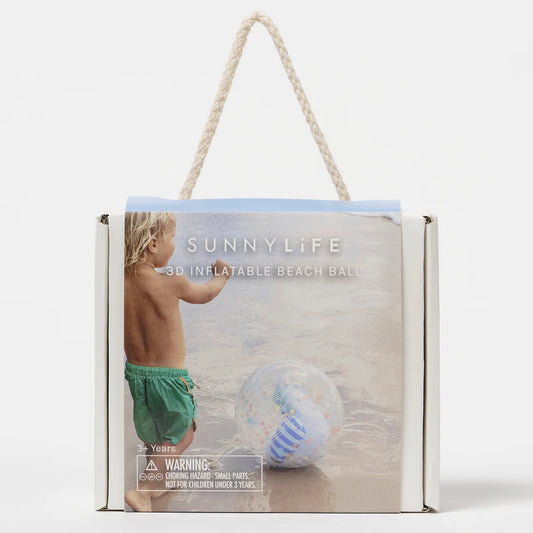 SUNNYLiFE 3D Inflatable Beach Ball Sid The Seagull Blue Stripe