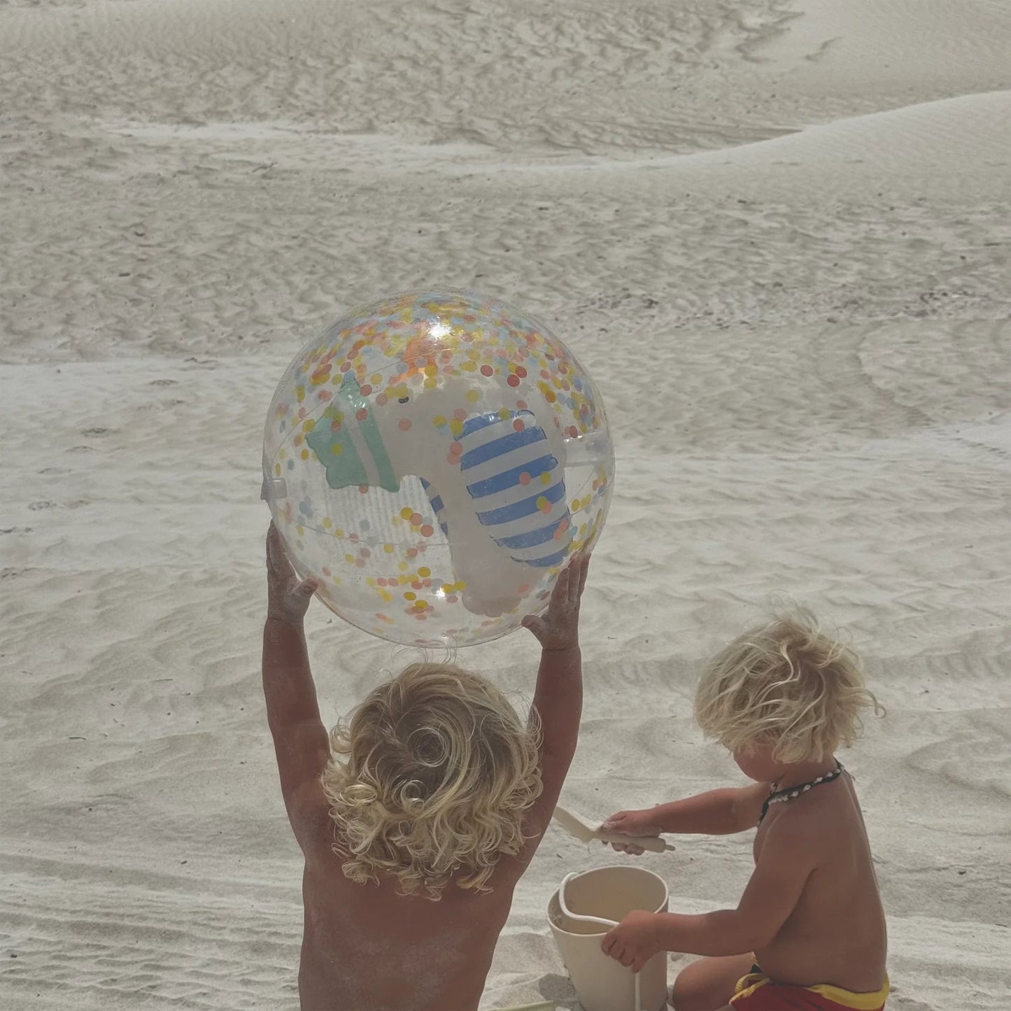 SUNNYLiFE 3D Inflatable Beach Ball Sid The Seagull Blue Stripe