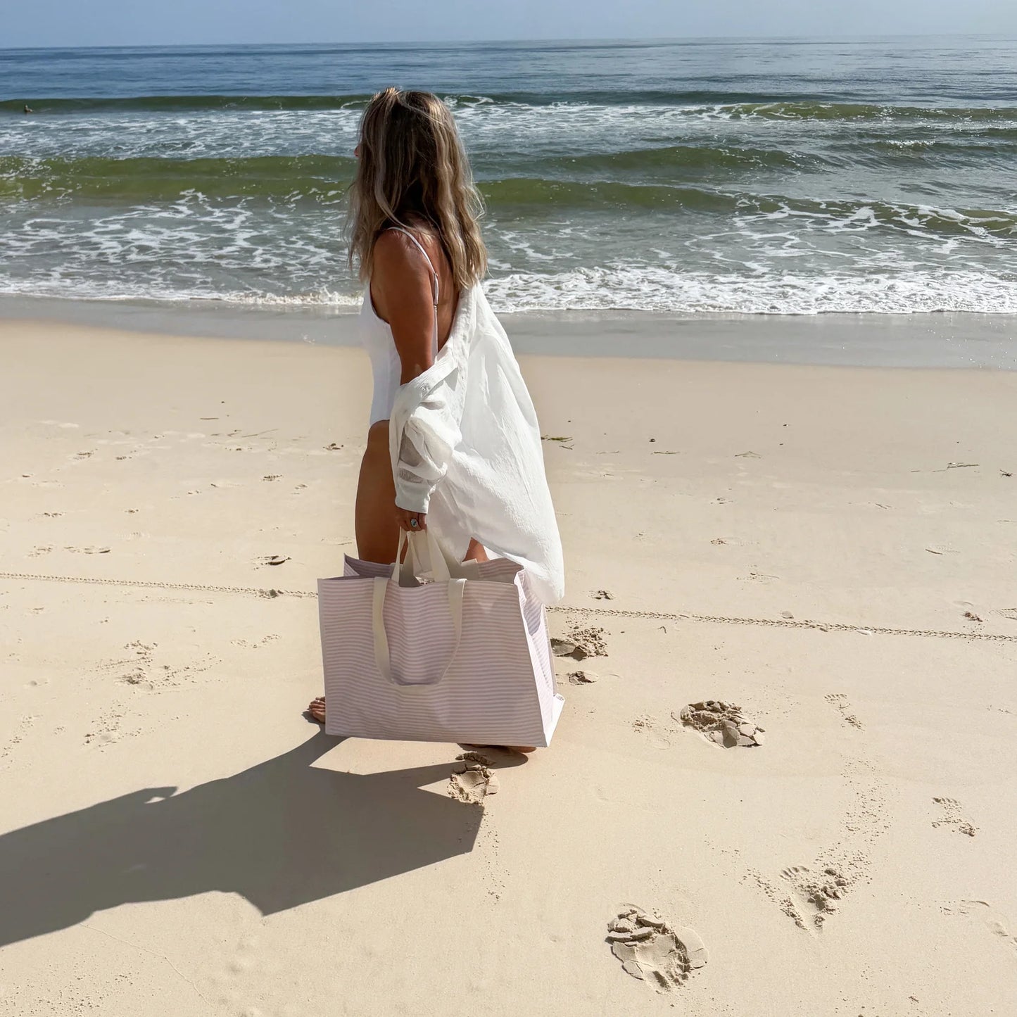 SUNNYLiFE Carryall Beach Bag Lazy Days Pink Stripe