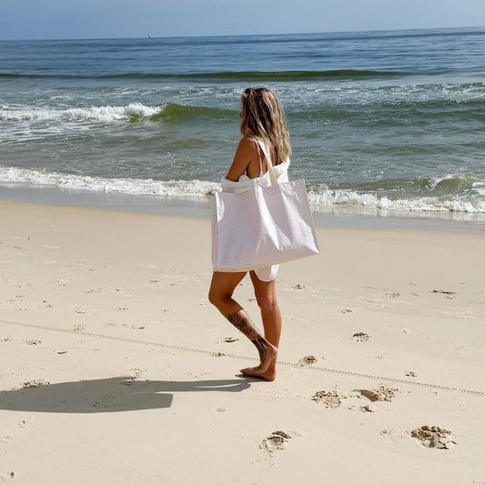 SUNNYLiFE Carryall Beach Bag Lazy Days Pink Stripe