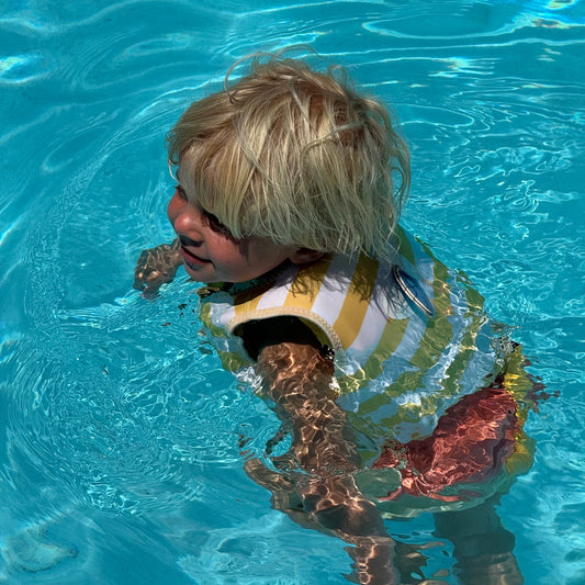 SUNNYLiFE Kids Swim Vest Sid The Seagull Mustard Stripe