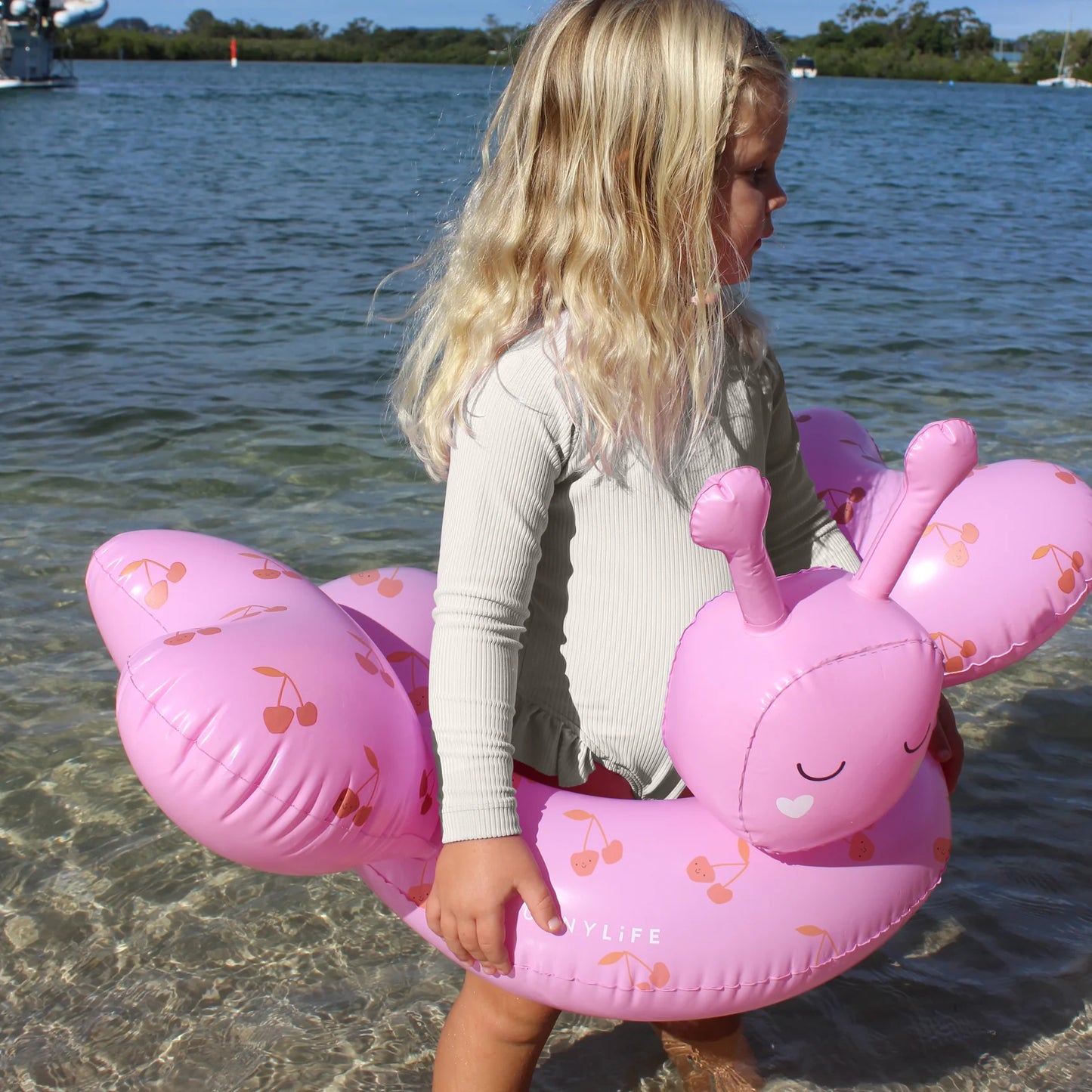 SUNNYLiFE Kids Tube Pool Ring Cotton Candy Cherry
