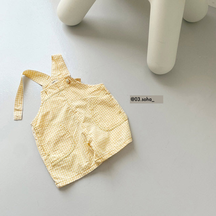 陽光男孩女孩格子黃吊帶褲 (Size M)