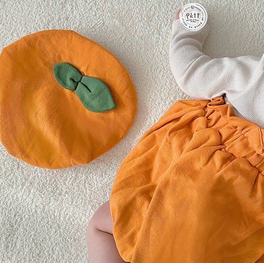 Bumpkin Suit + Bonnet Set 南瓜連衣衫 (Size XS - 12 months)