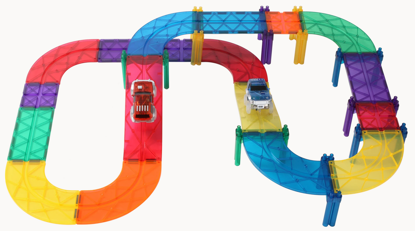 男孩至愛! MNTL - Mag Car Track Toy Set 電力軌道車 108PCs