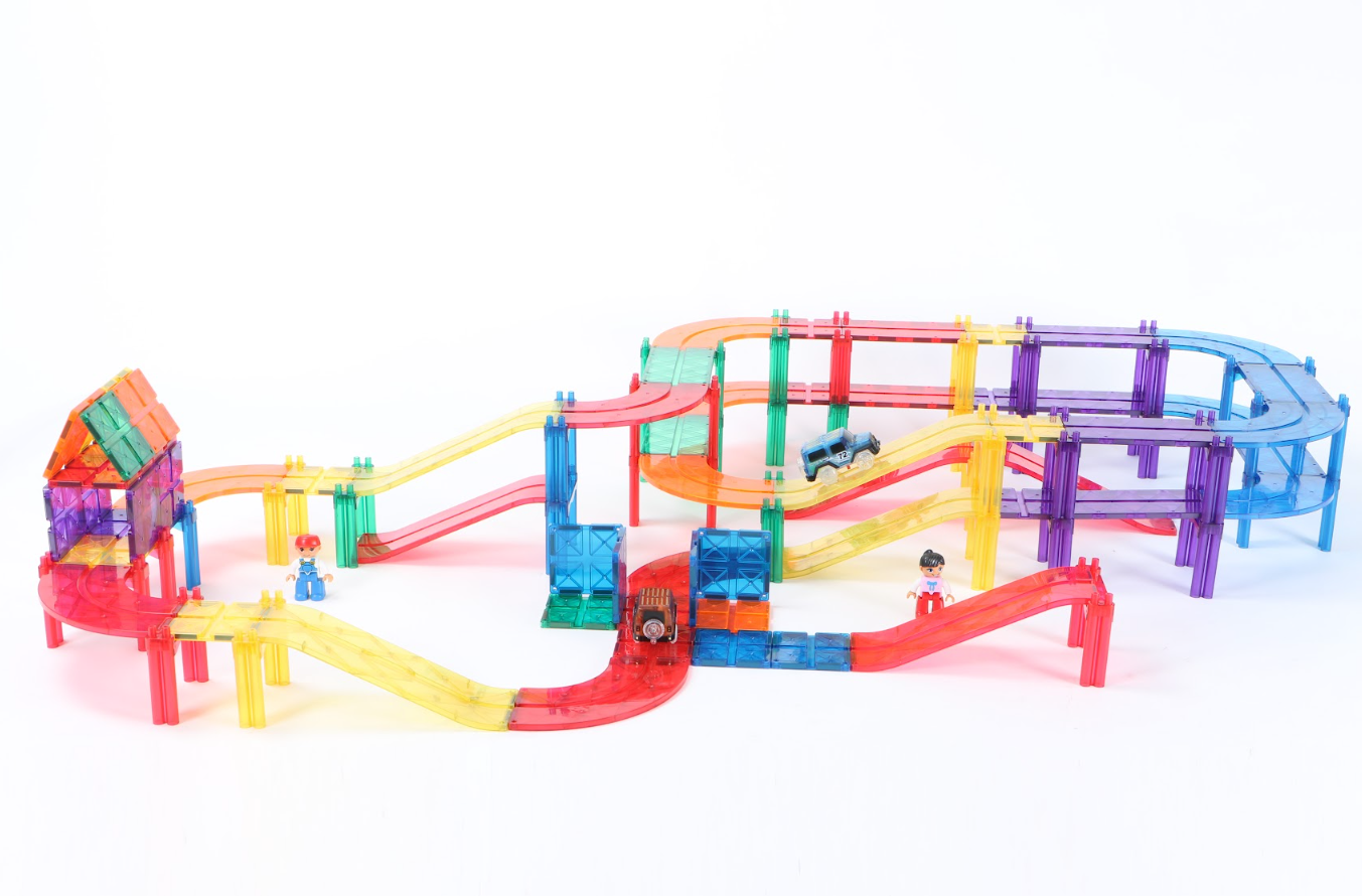 男孩至愛! MNTL - Mag Car Track Toy Set 電力軌道車 108PCs