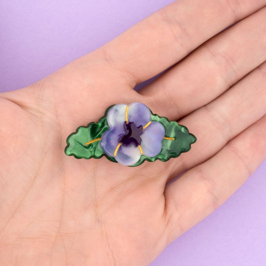 PURPLE PANSY HAIR CLIP