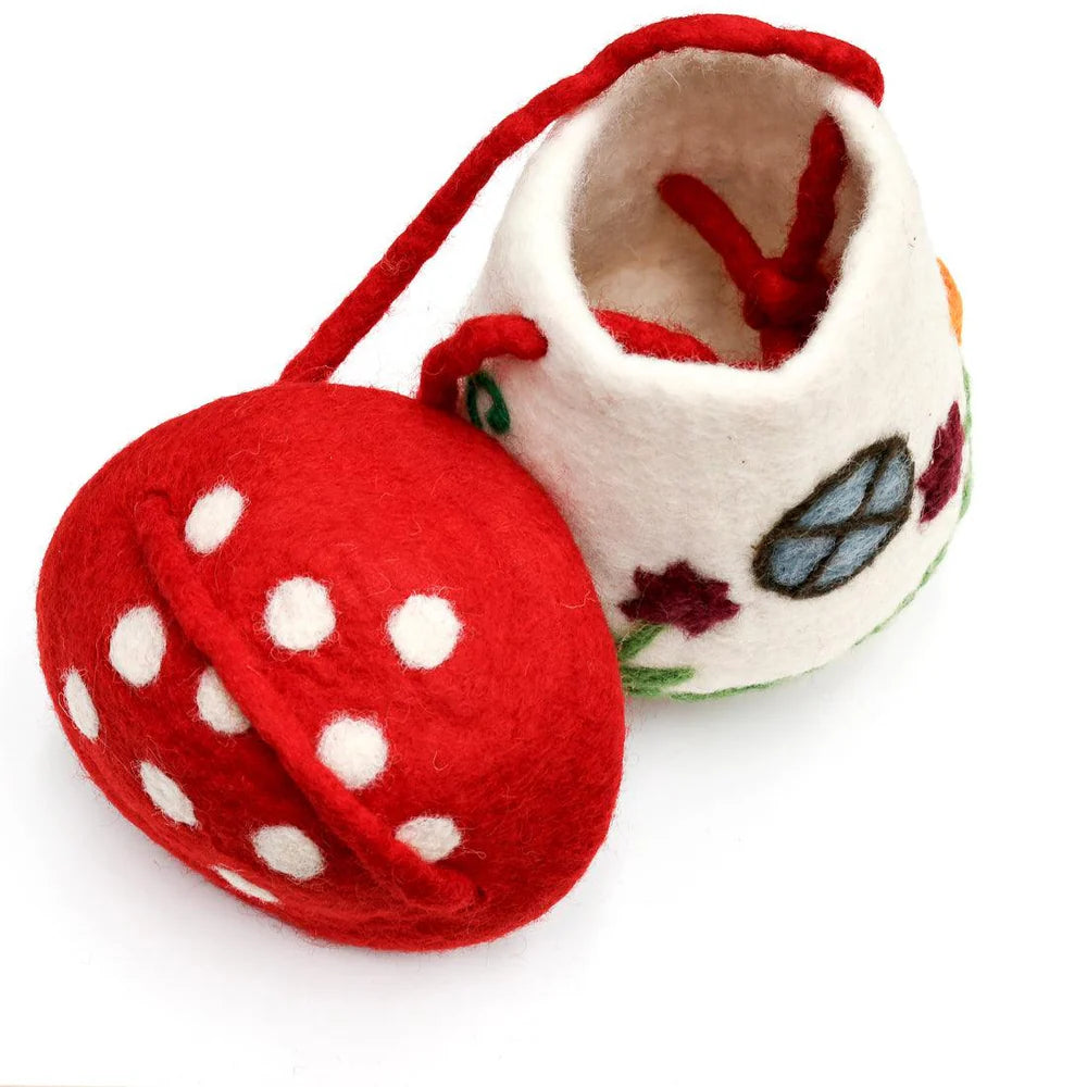 Tara treasure FELT MUSHROOM TOADSTOOL BAG