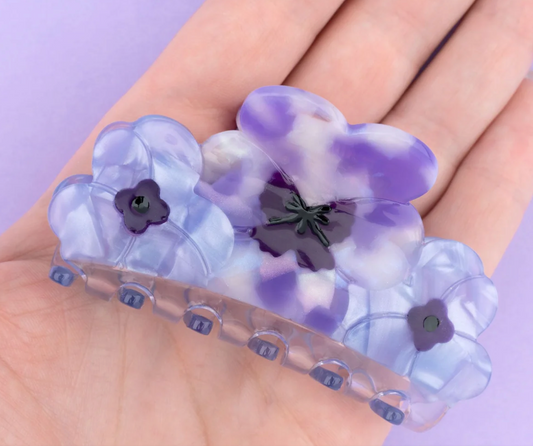 PURPLE PANSY HAIR CLAW