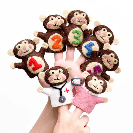 Tara treasure- FIVE LITTLE MONKEYS, FINGER PUPPET SET