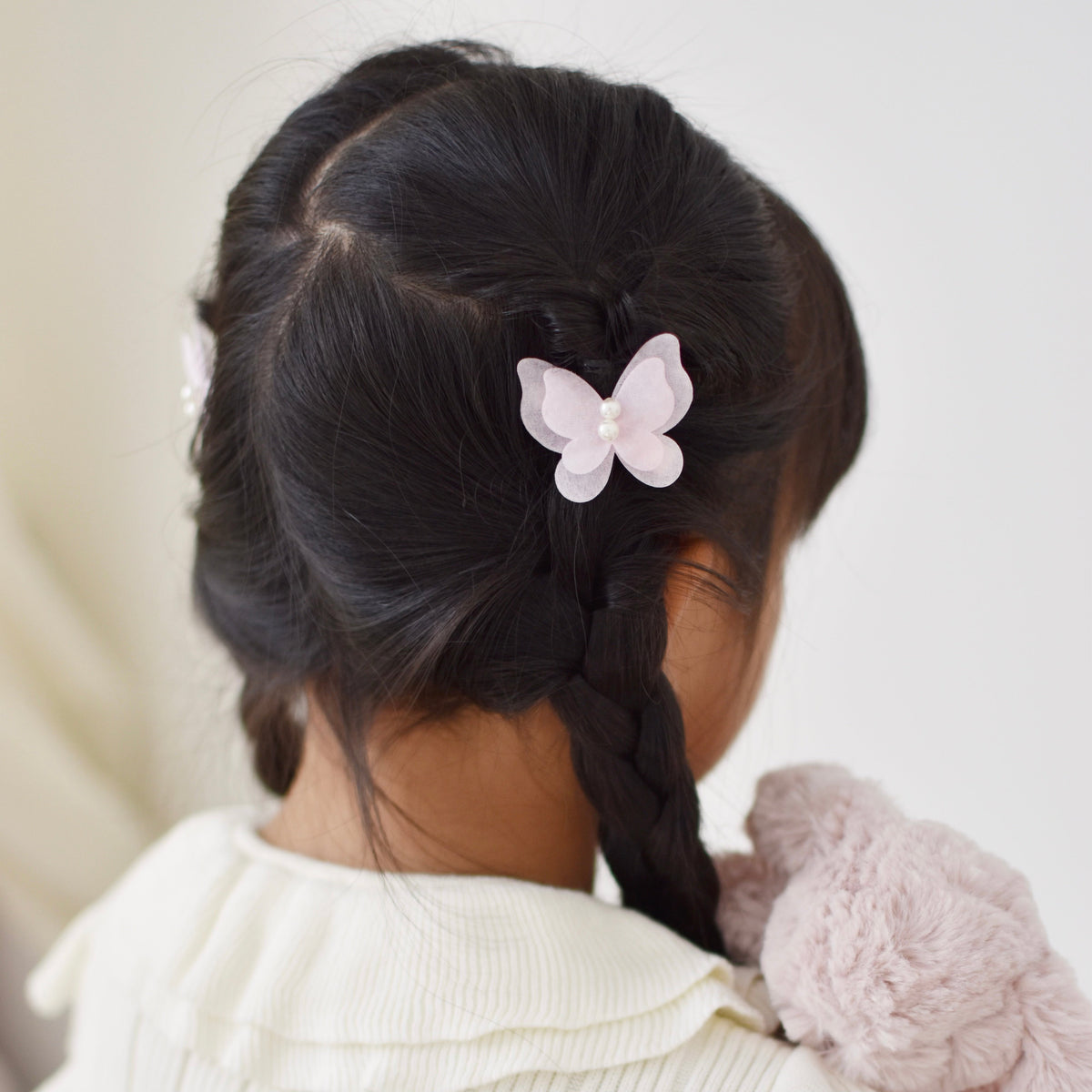 BUTTERFLY CLIP PIGTAIL // FAIRY PINK