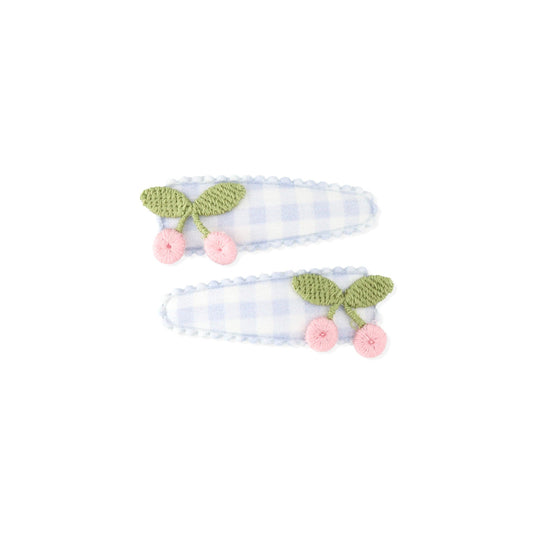 CLIP // MISTY BLUE CHECK CHERRIES