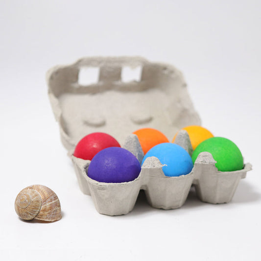 GRIMM'S Rainbow Balls / 6 Wooden Balls, Rainbow