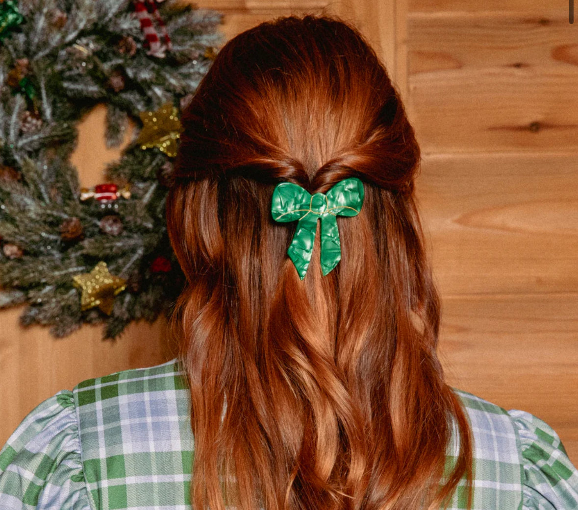New GREEN RIBBON FRENCH BARRETTE