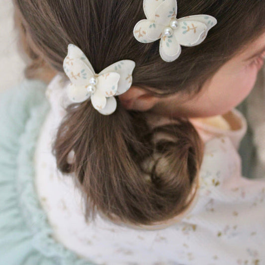 BUTTERFLY CLIP PIGTAIL // BERRY FLORAL - SKY