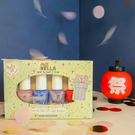【Miss NELLA 】兒童水性可撕式安全指甲油-夏祭花火4入組