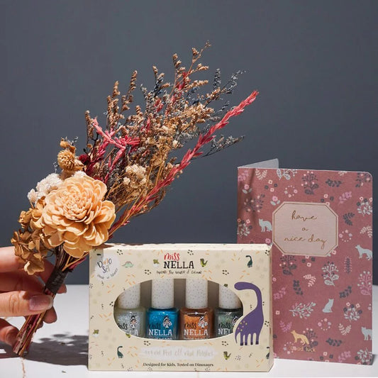 【Miss NELLA 】兒童水性可撕式安全指甲油-夢幻星湖4入組