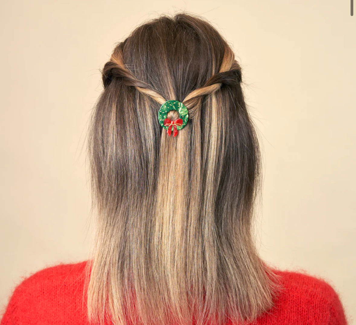 New CHRISTMAS WREATH HAIR CLIP