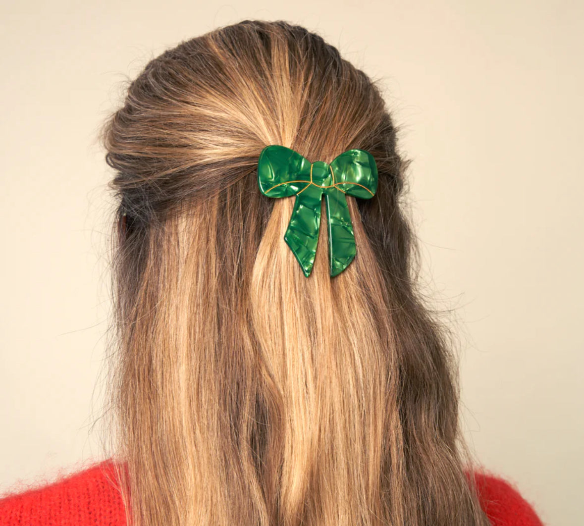 New GREEN RIBBON FRENCH BARRETTE