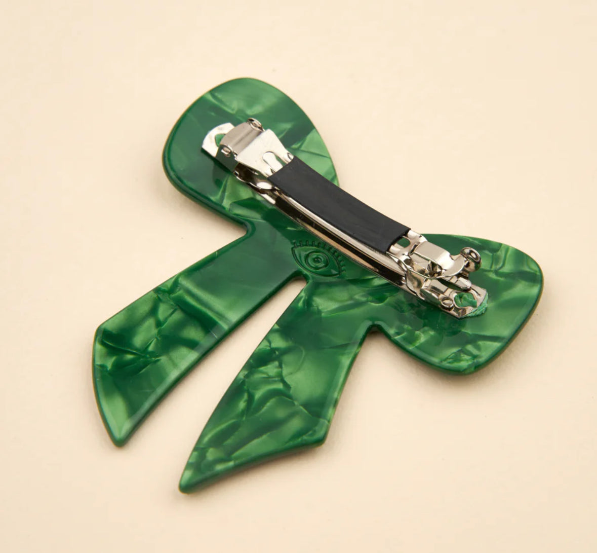 New GREEN RIBBON FRENCH BARRETTE