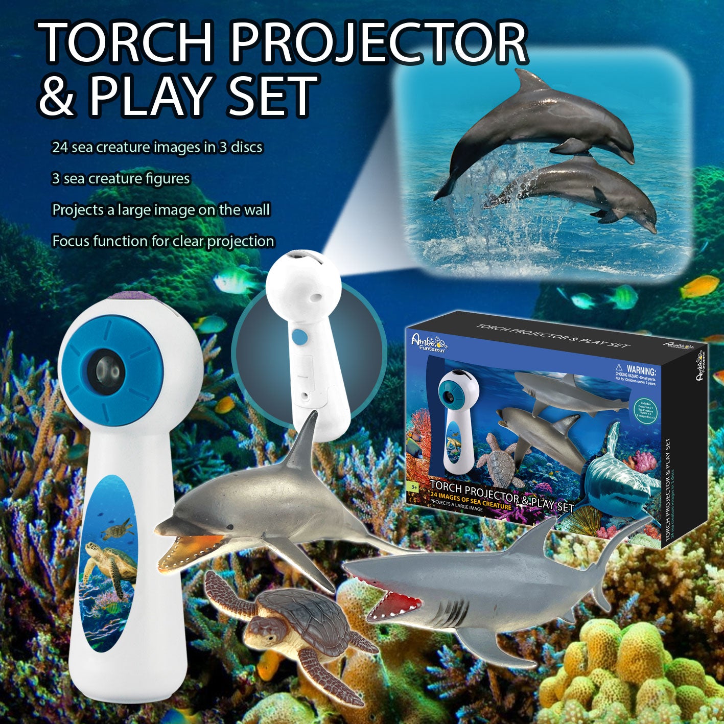 Ambo Sea Creatures Torch Projector & Play Set