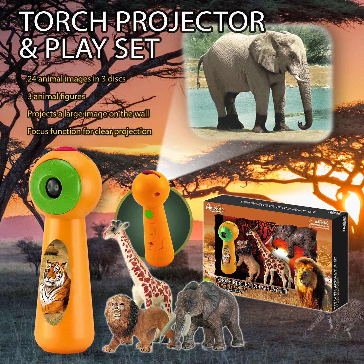 Ambo - Animal Torch Projector & Play Set