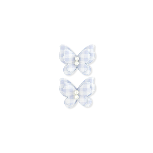 BUTTERFLY CLIP PIGTAIL // MISTY BLUE CHECK