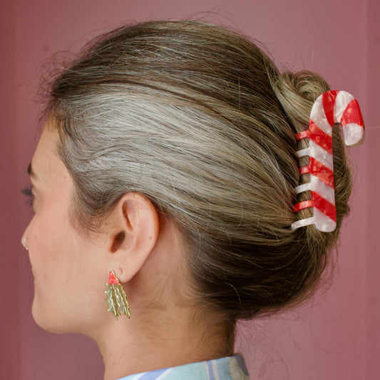 CANDY CANE HAIR CLAW