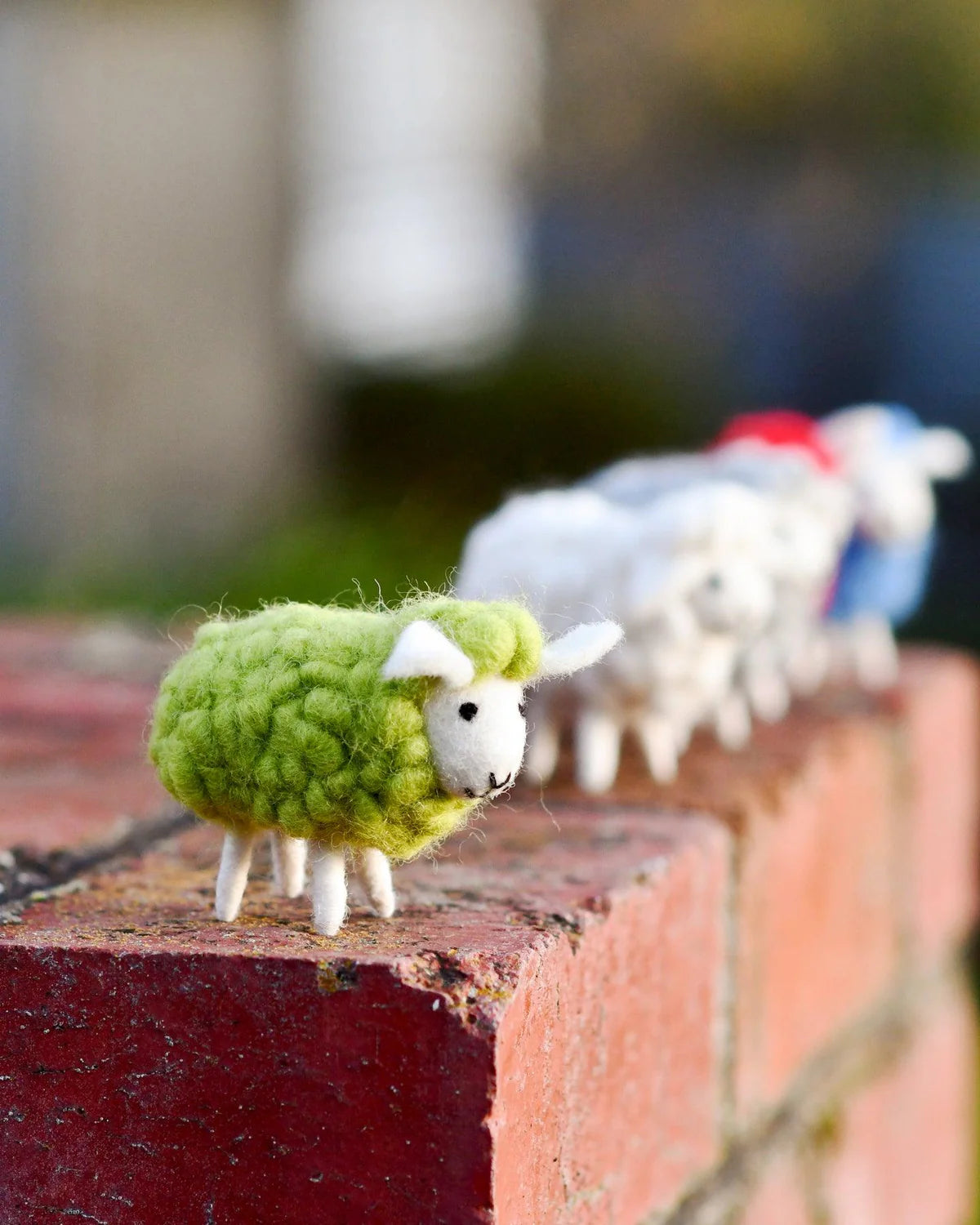 Tara treasure- FELT GREEN SHEEP TOYS SET (5 COLOURS)