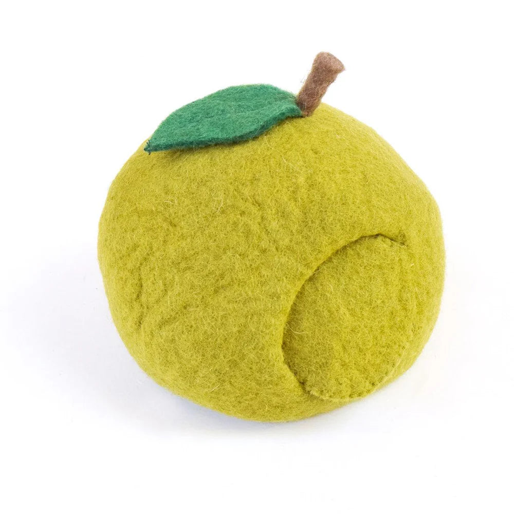 Tara treasure- FELT GREEN APPLE HOUSE WITH HEDGEHOG TOY