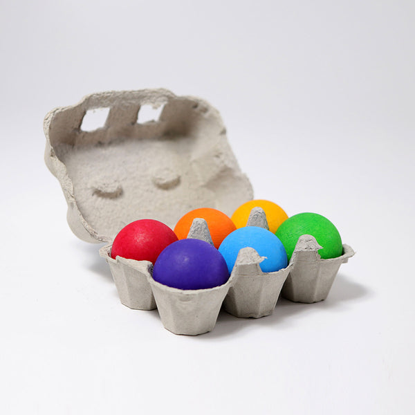 GRIMM'S Rainbow Balls / 6 Wooden Balls, Rainbow