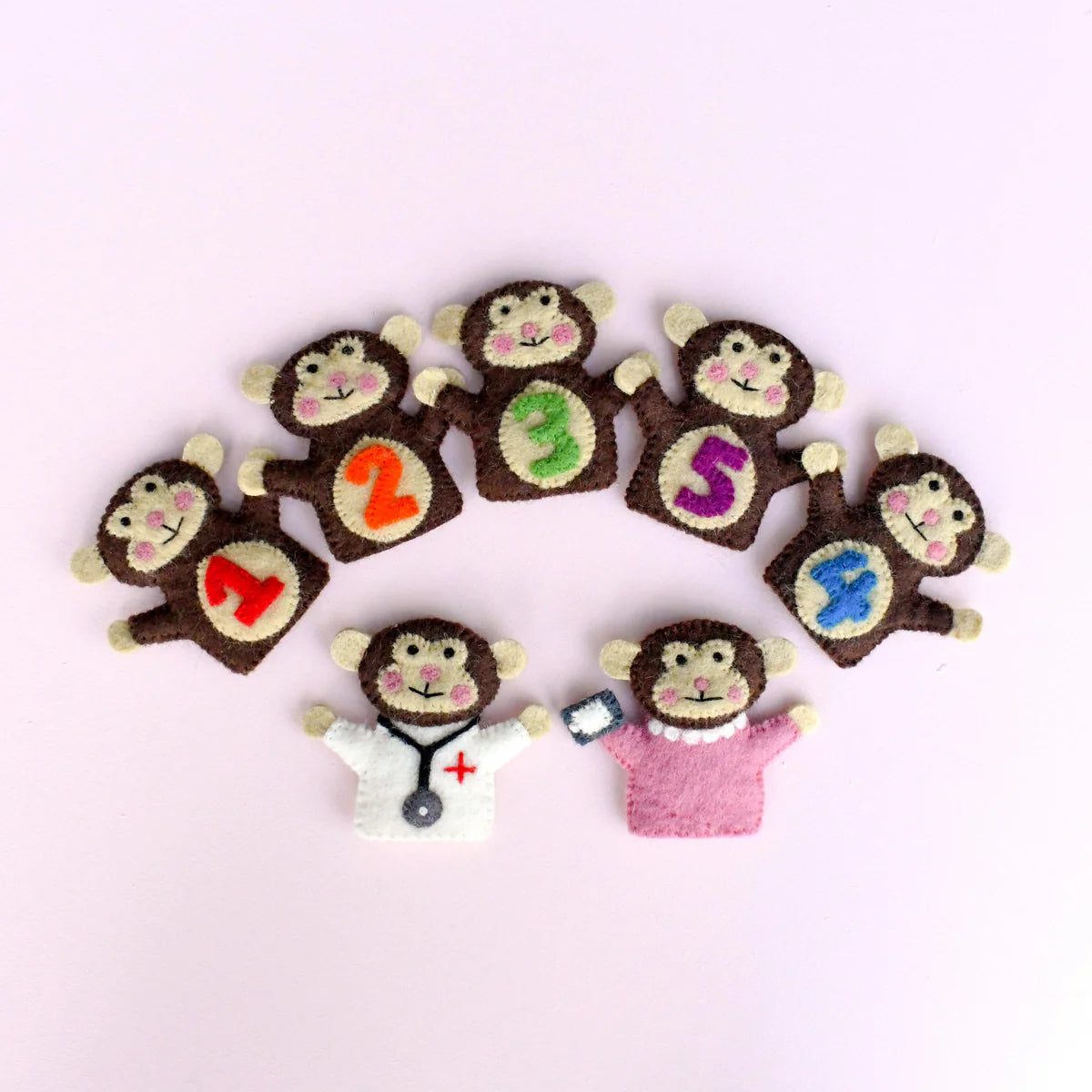 Tara treasure- FIVE LITTLE MONKEYS, FINGER PUPPET SET