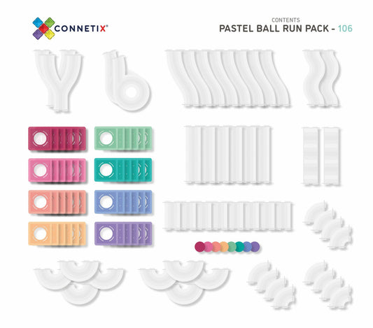 Connetix Tiles - 106 Piece Pastel Ball Run Pack 5