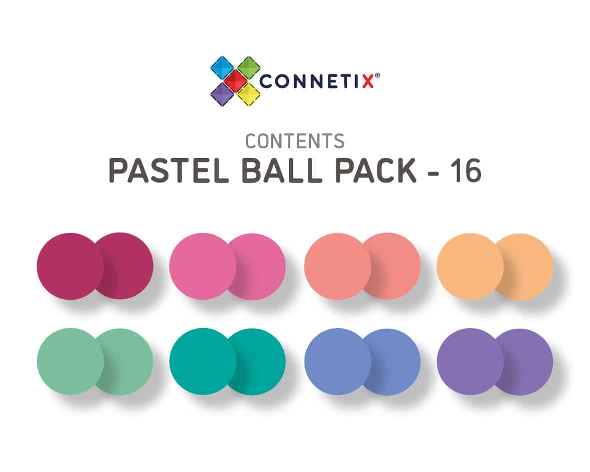 Connectix tiles - 16 Pc Pastel Replacement Ball Pack AU 10