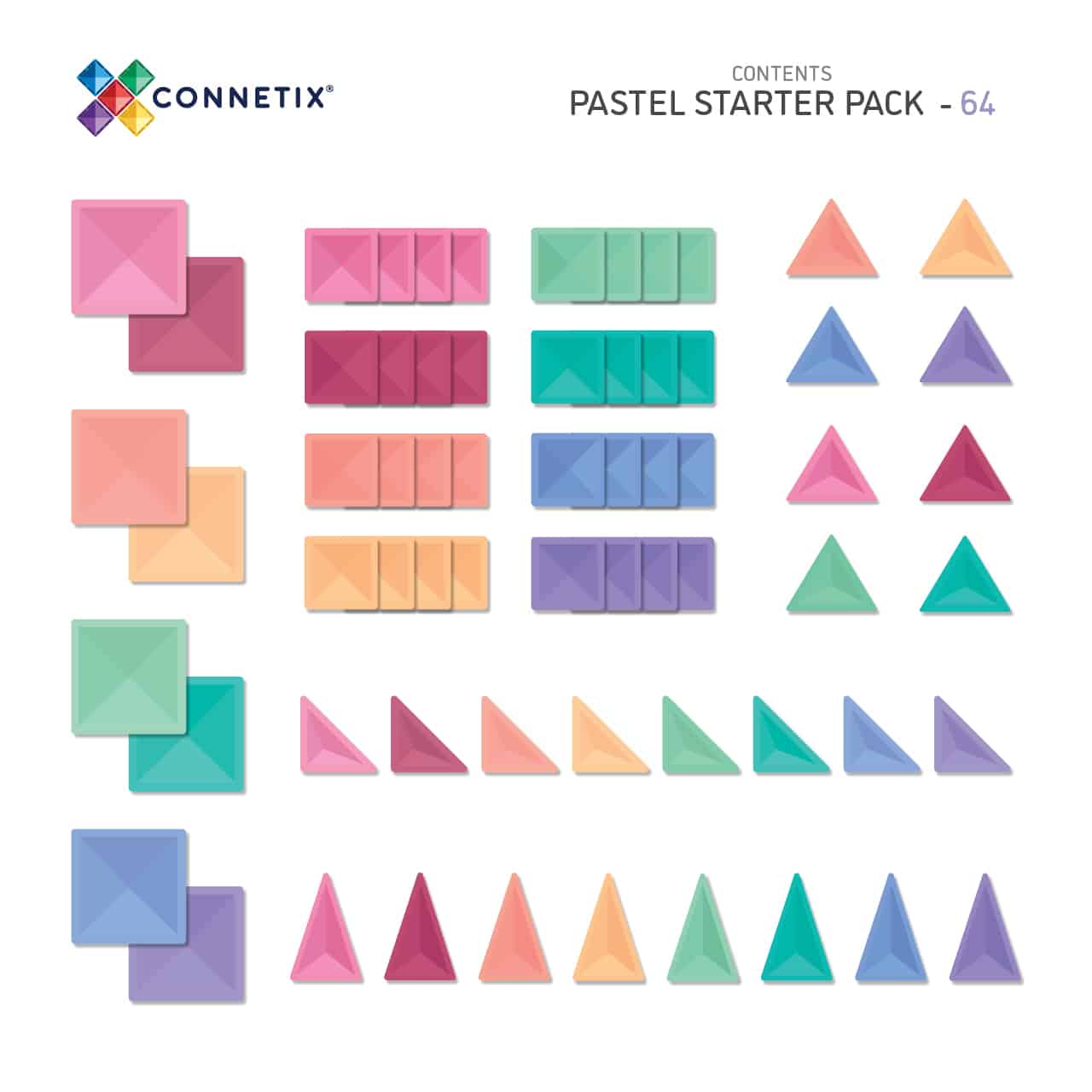 Connetix tile - Pastel Starter Pack 64 pc 3