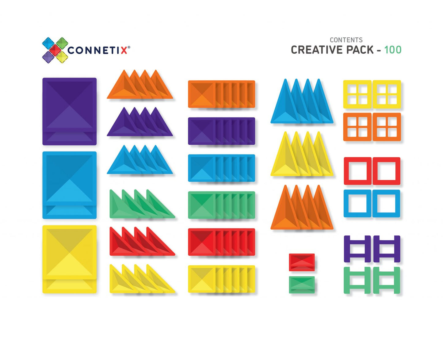 Connectix tiles - 100 Piece Creative Pack 6