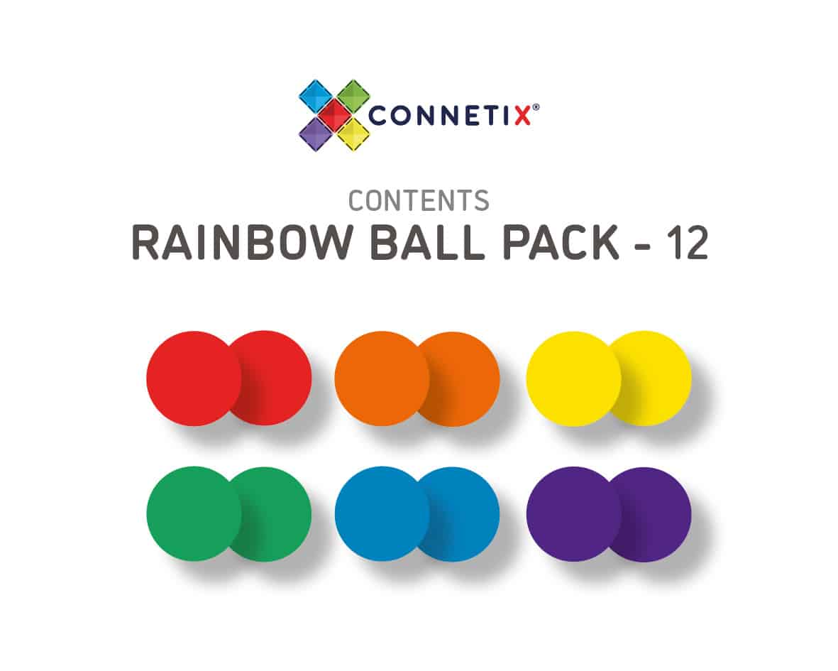 Connectix tiles - 12 Pc Rainbow Replacement Ball Pack AU 10