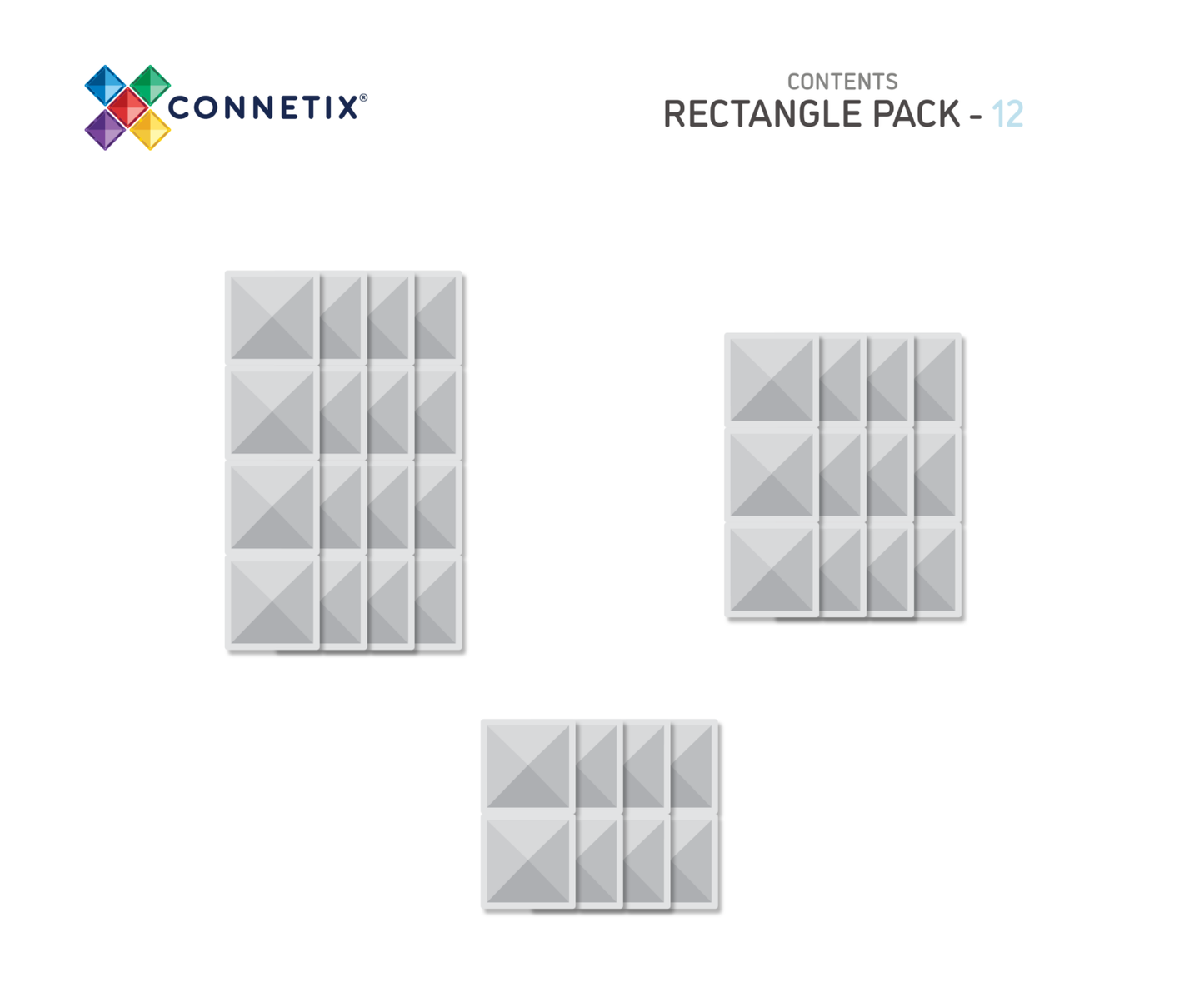 Connetix tiles - Clear Rectangle Pack 12 pc 5
