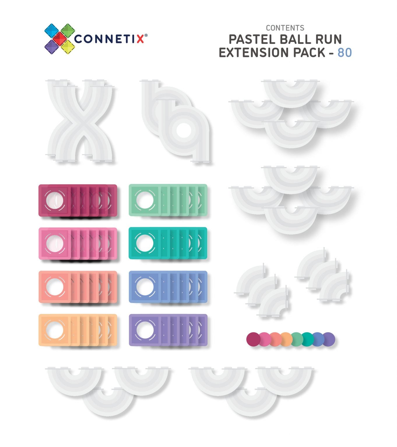 Connectix tiles - 80 pc Pastel Ball Run Expansion Pack AU 6