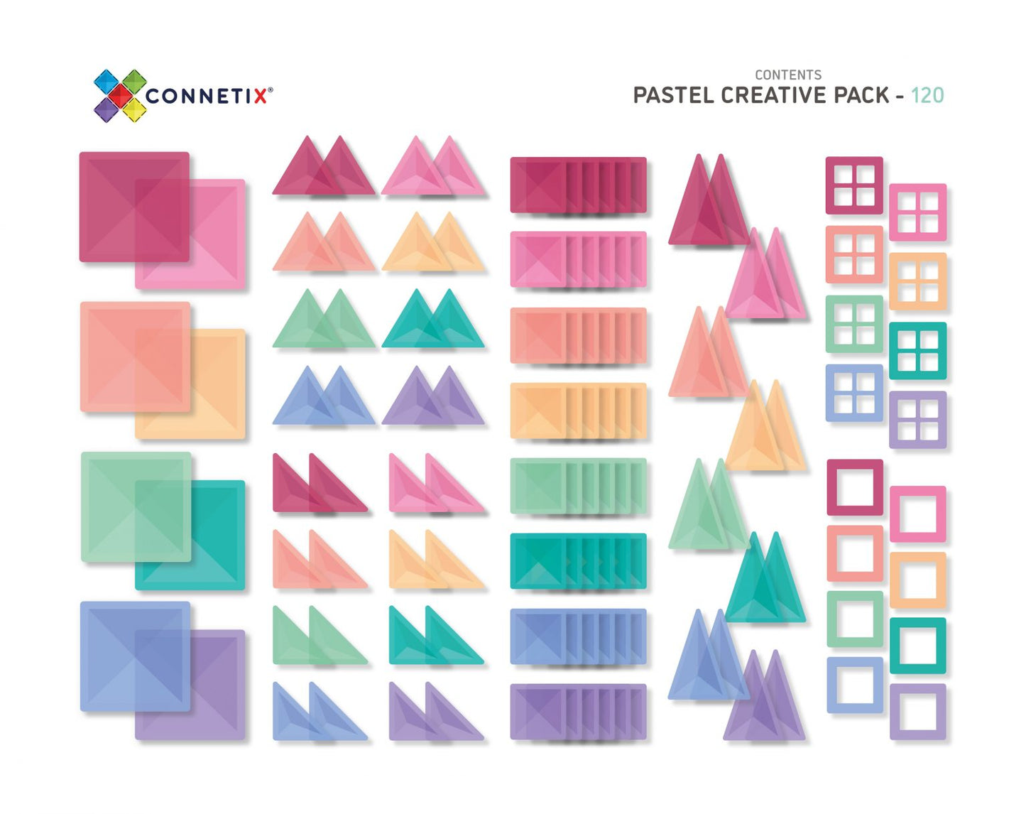 Connectix tiles - 120 Piece Pastel Creative Pack AU 4